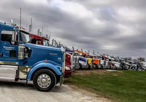 A line of trucks from Stoller Trucking is a reminder that this company is one of the top Midwest Freight Companies